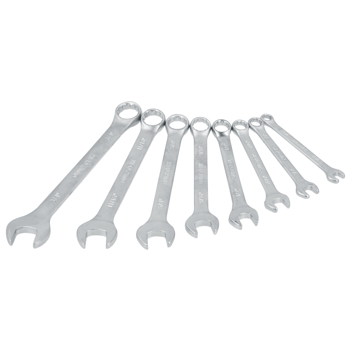 Juego de llaves combinadas sat inadas métricas, 12 puntas, 8 piezas en rack
