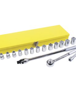 Surtek Juego de 18 dados y accesorios en pulgadas 1/2 in