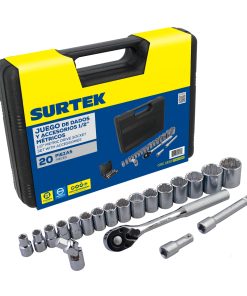 Surtek Juego de 20 dados y accesorios métricos 1/2 in