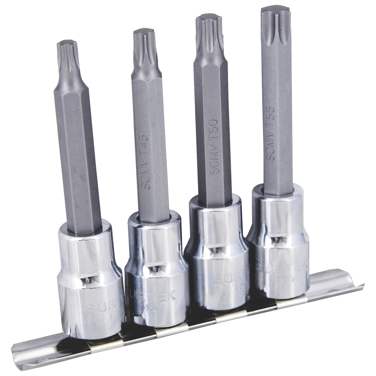 Surtek Juego de 4 dados punta larga Torx® 1/2 in