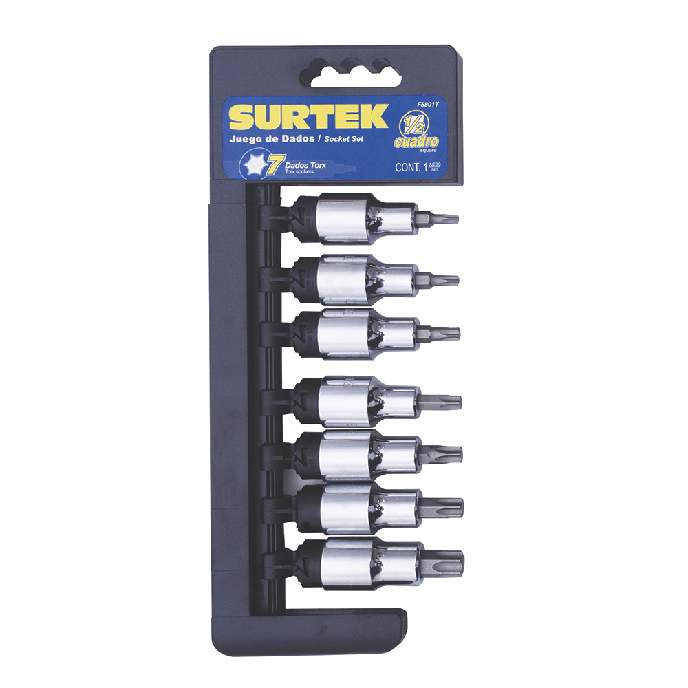 Surtek Juego de 7 dados punta Torx® 1/2 in caja