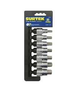 Surtek Juego de 7 dados punta hexagonal en pulgadas 1/2 in