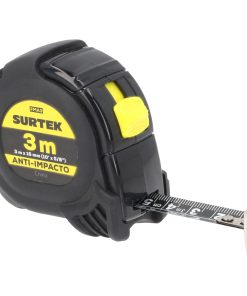 Flexómetro con carcasa anti-im pacto cinta color negro, 3 m x 16 mm
