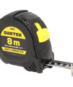 Flexómetro con carcasa anti-im pacto cinta color negro, 8 m x 25 mm