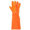 Surtek Guante de carnaza extra largo para soldadura, herrería y manejo de materiales con puño de seguridad de expulsión rápida, unitalla, con refuerzo en palma, resistente a la abrasión y temperaturas moderadas.