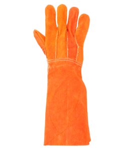 Surtek Guante de carnaza extra largo para soldadura, herrería y manejo de materiales con puño de seguridad de expulsión rápida, unitalla, con refuerzo en palma, resistente a la abrasión y temperaturas moderadas.