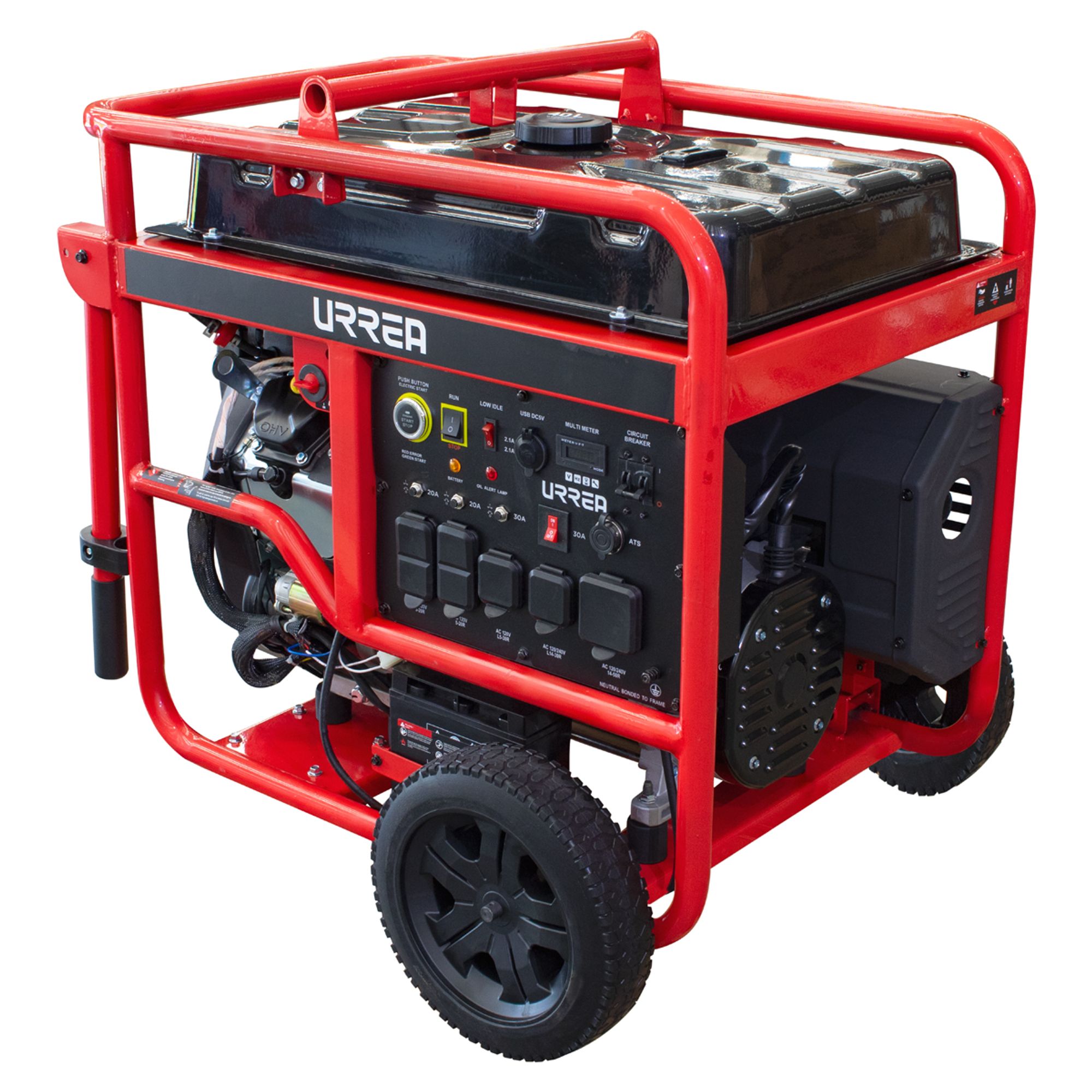 Generador a gasolina URREA 13 kW, cilindrada 713 cc, voltaje 120 V/ 240 V, 60 Hz, capacidad 40 L , arranque eléctrico Urrea