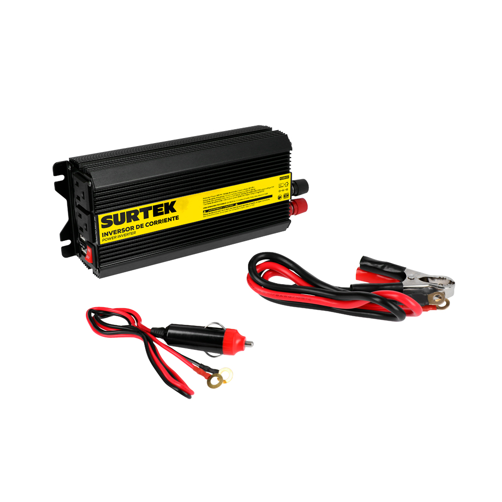 Inversor de corriente 600 W con voltaje entrada DC 12 V, voltaje salida AC 120 V, 60 Hz Surtek