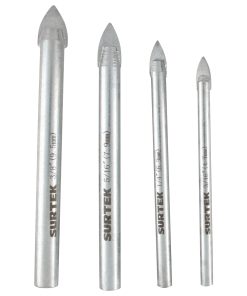 Juego de brocas para vidrios y azulejos de acero con cabeza de carburo de tungsteno, 4 pz