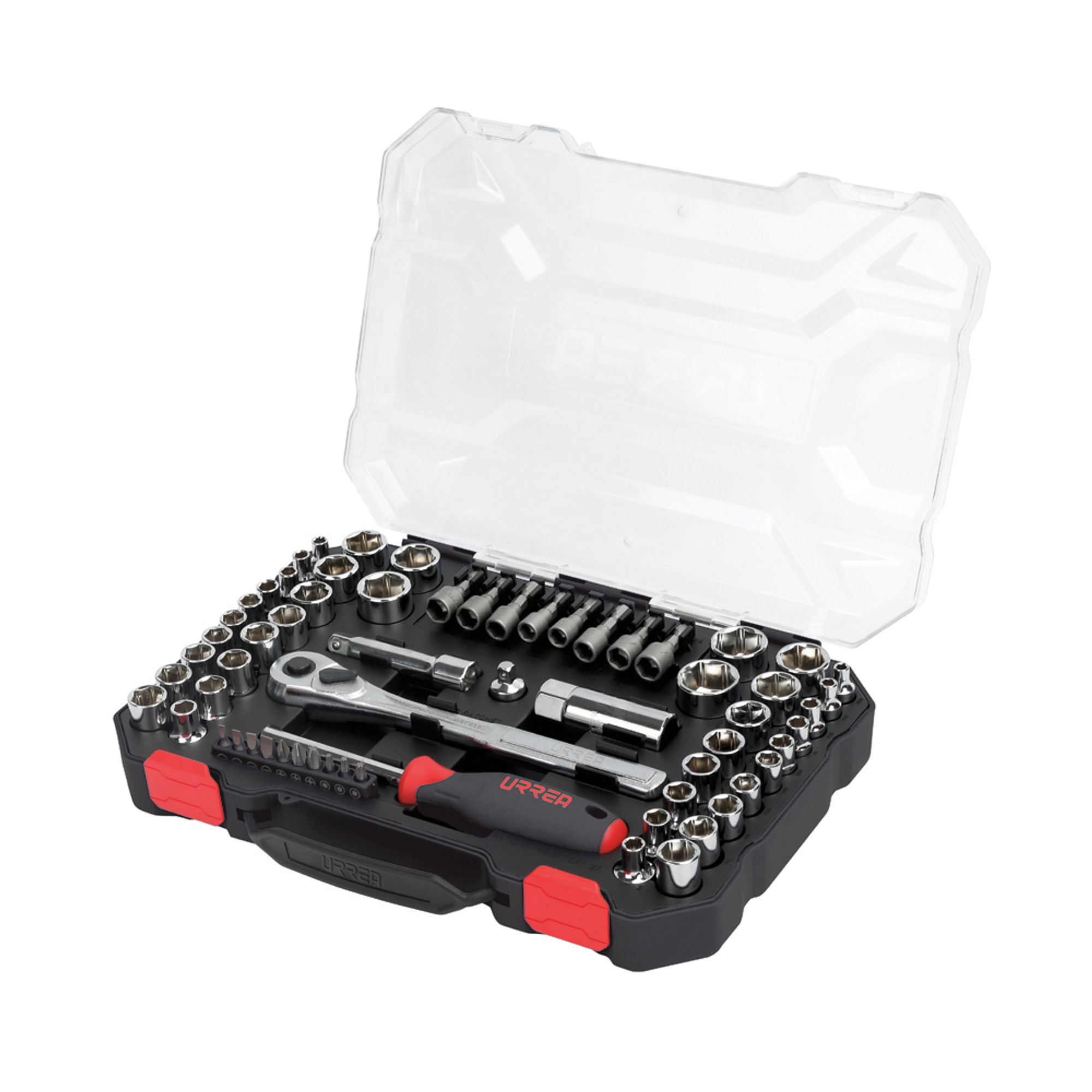 Juego dados y accesorios combinados 63pz Caja display Urrea
