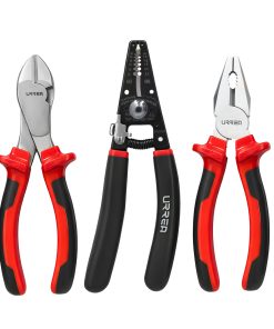 Juego de pinzas para electrici sta con mango bimaterial combi nado, 3 piezas