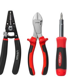 Juego de pinzas para electrici sta con mango bimaterial con d estornillador, 3 piezas