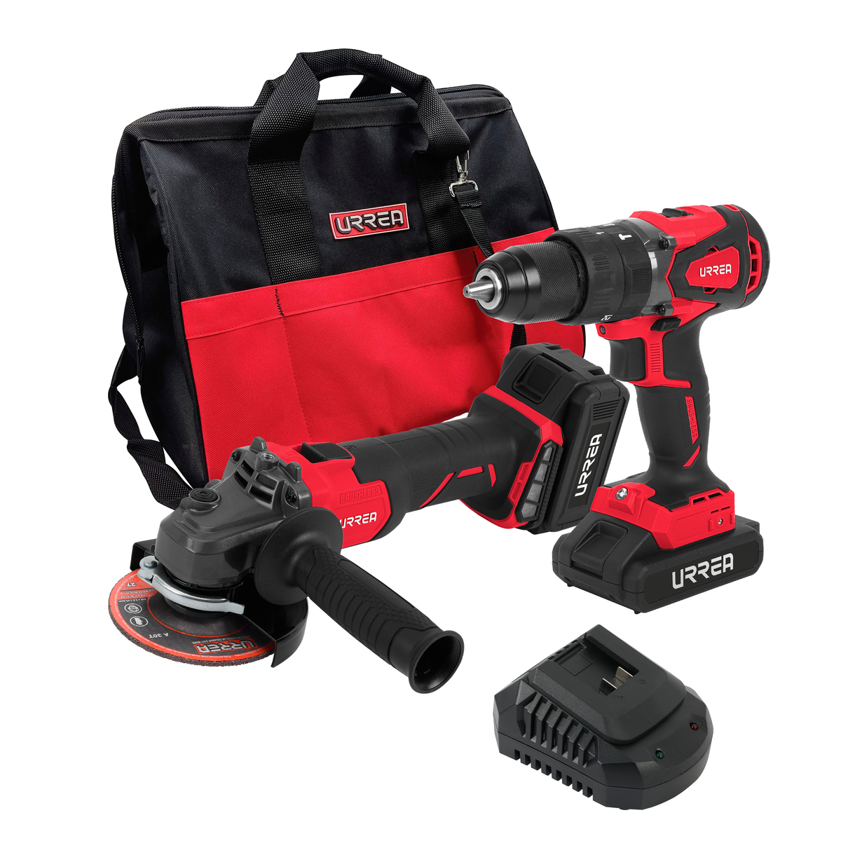 Juego de rotomartillo y esmeri ladora a batería Li-ion 20 V, 2 piezas en mochila