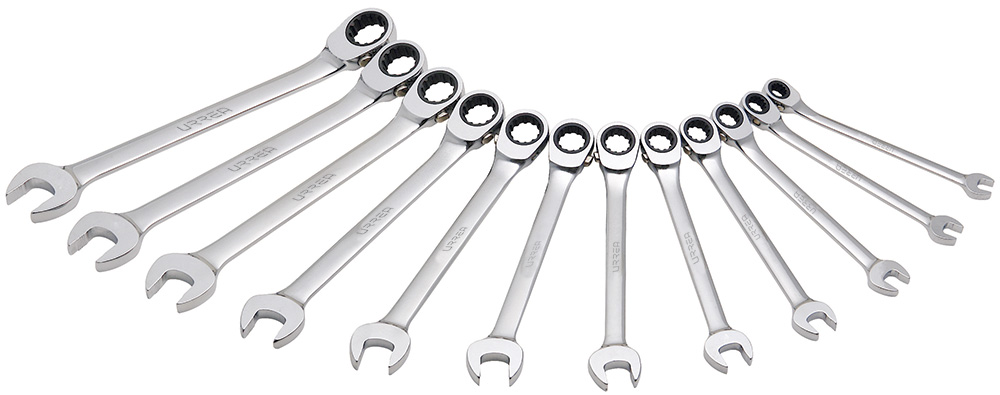 Juego 12 llaves de matraca reversible spline métricas Urrea
