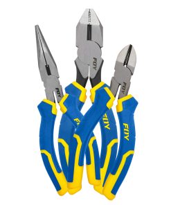 Juego de pinzas para electrici sta con mango bimaterial combi nado, 3 piezas