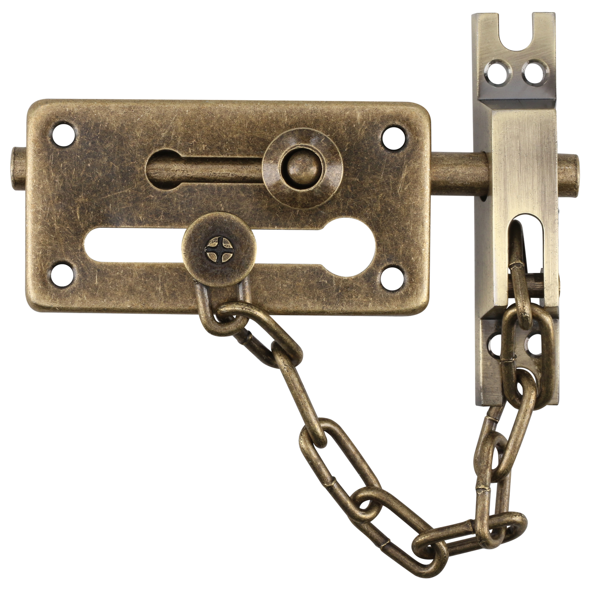 Pasador de sobreponer cadena latón antiguo Lock