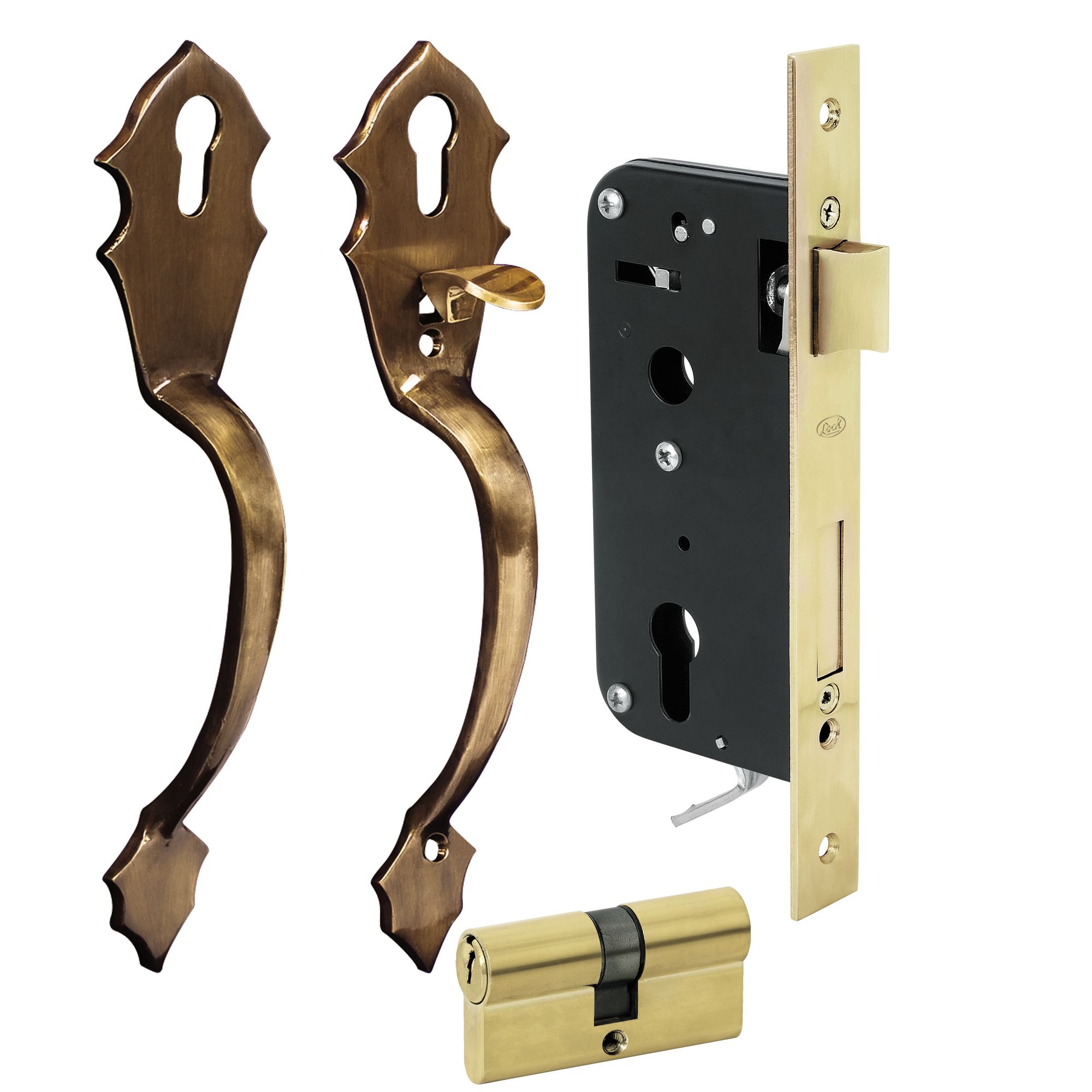 Conjunto Classic llave de puntos latón antiguo Lock