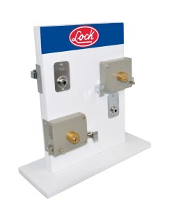 Exhibidor con cerrraduras de sobreponer y de barra Lock