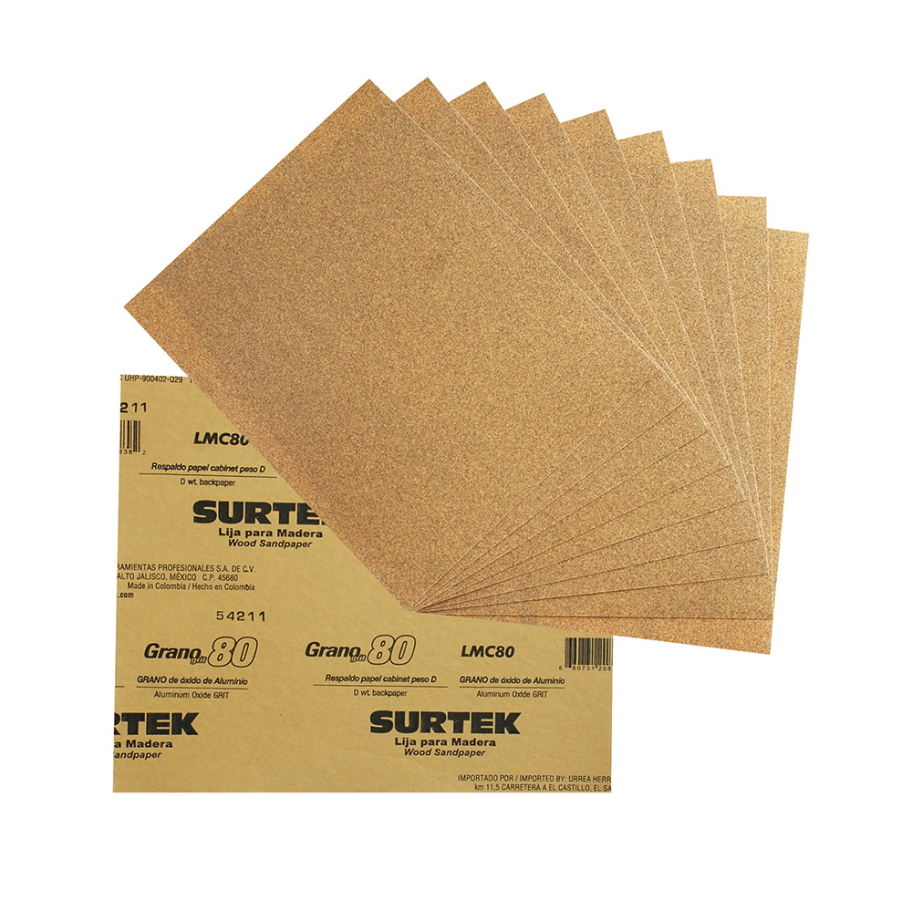 Lija madera cabinet grano 80 Surtek