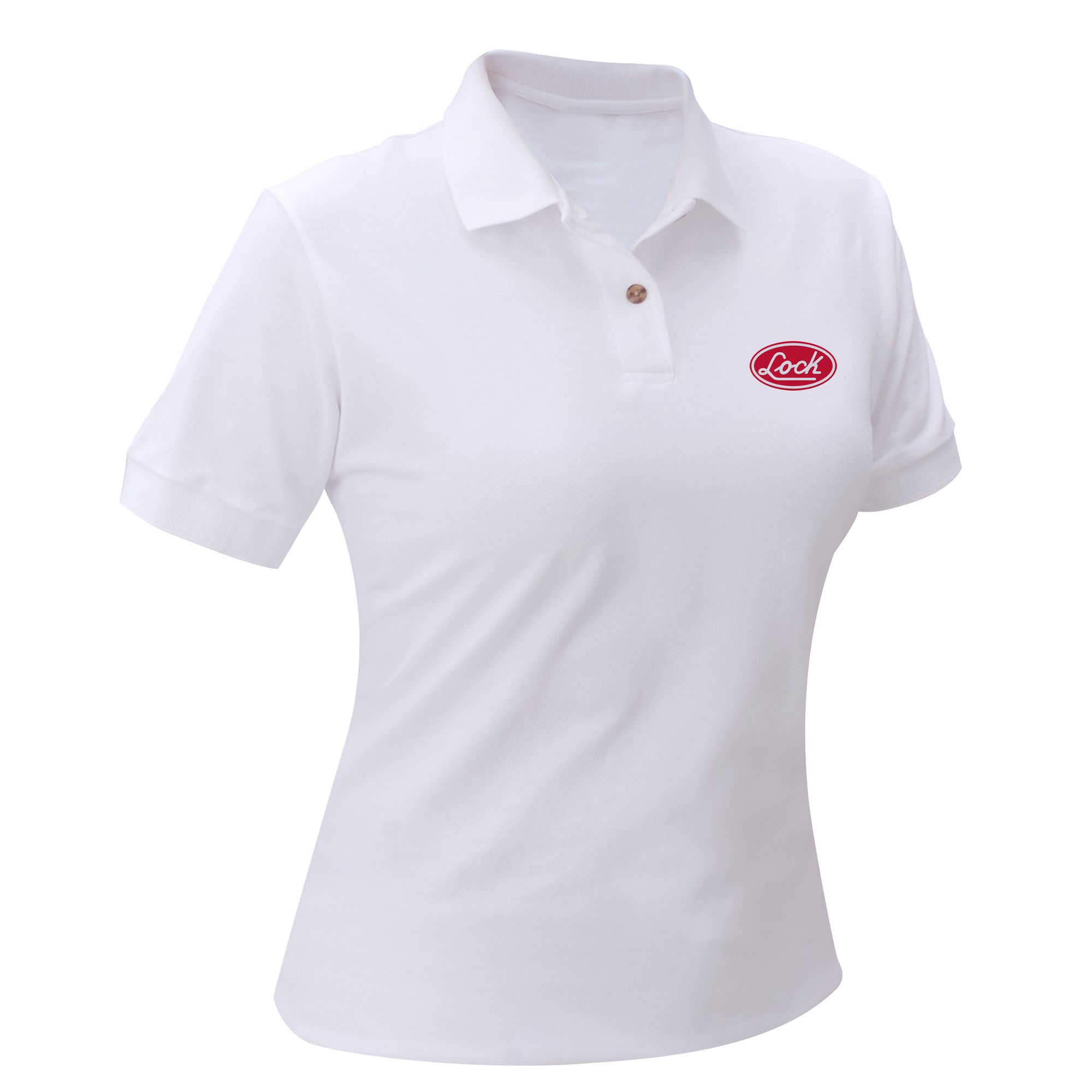 Playera tipo polo para dama Lock blanca talla M Lock