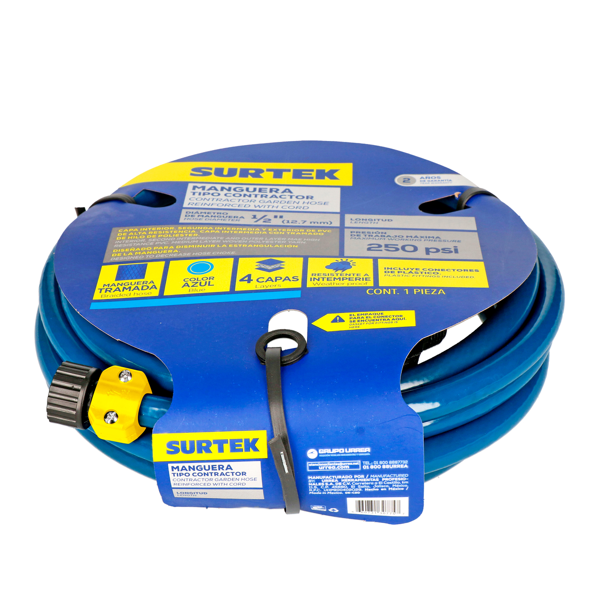 Manguera para jardín contracto r con conector plástico 1/2 in, 6 m