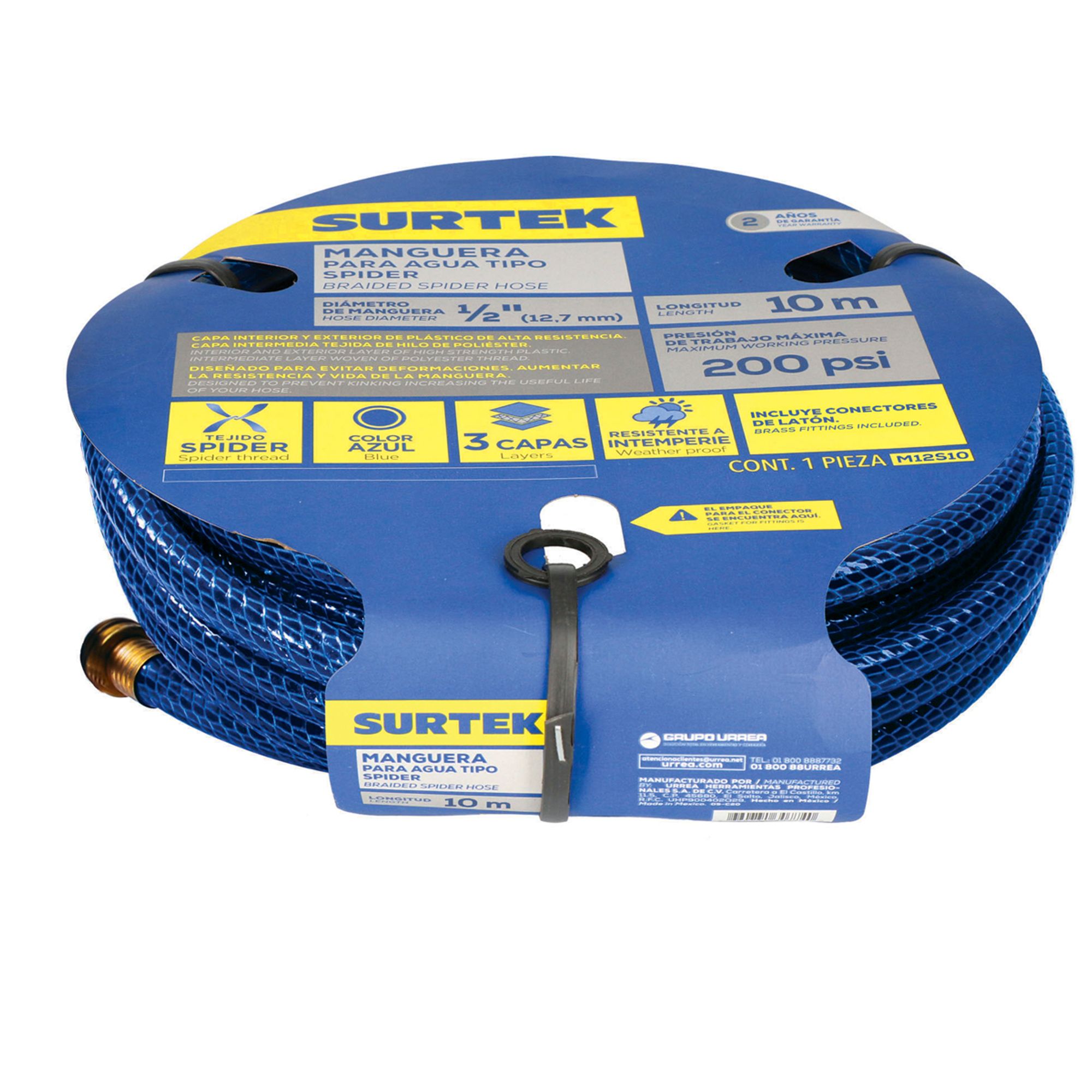 Surtek Manguera Spider 1/2 in armada, conector metálico 20m