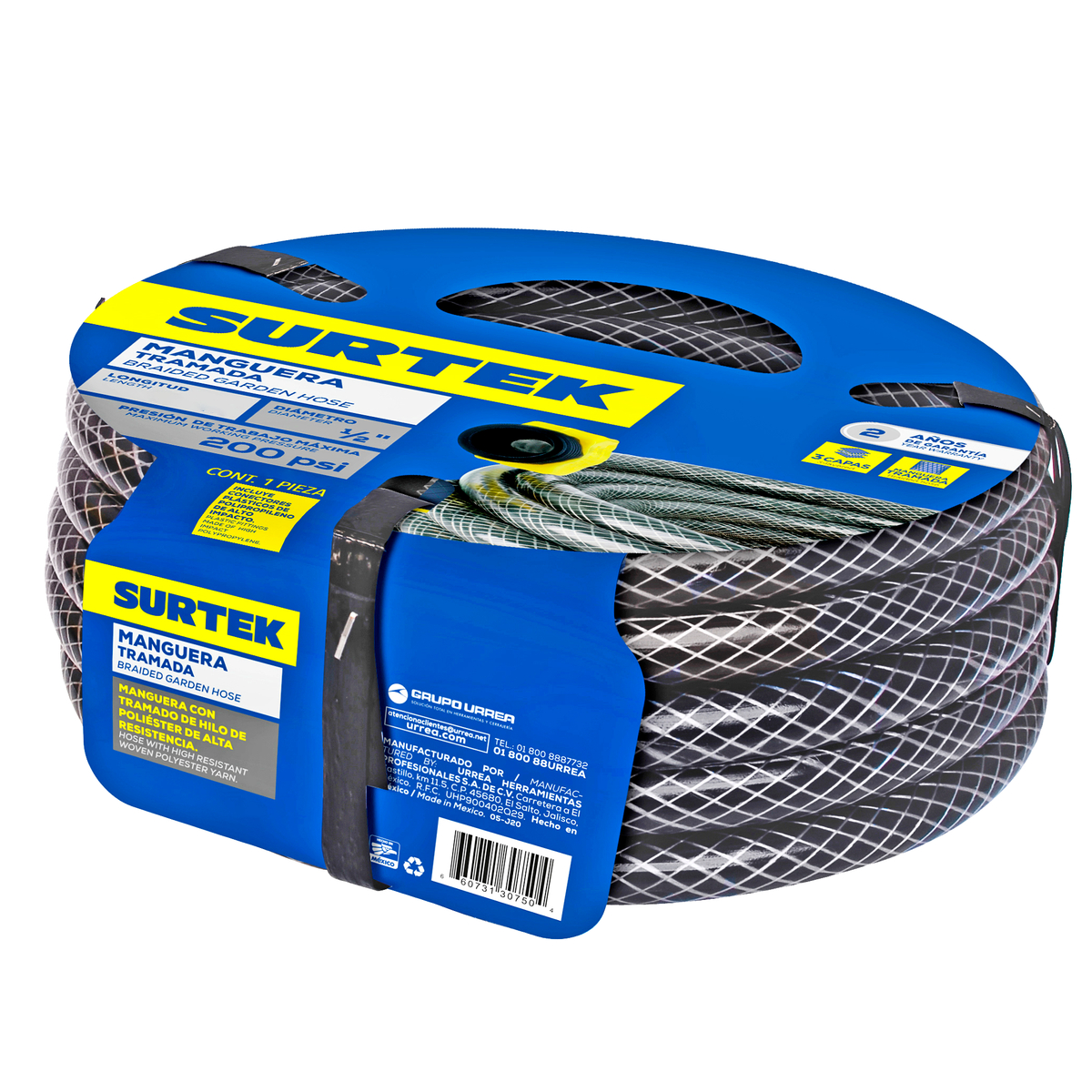 Surtek Manguera tramada gris 1/2 in armada conector plást 15m