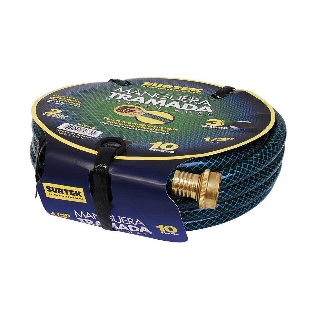 Surtek Manguera tramada verde 1/2 in armada conector metal 25m
