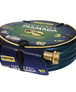 Surtek Manguera tramada verde 5/8 in armada conector metal 25m