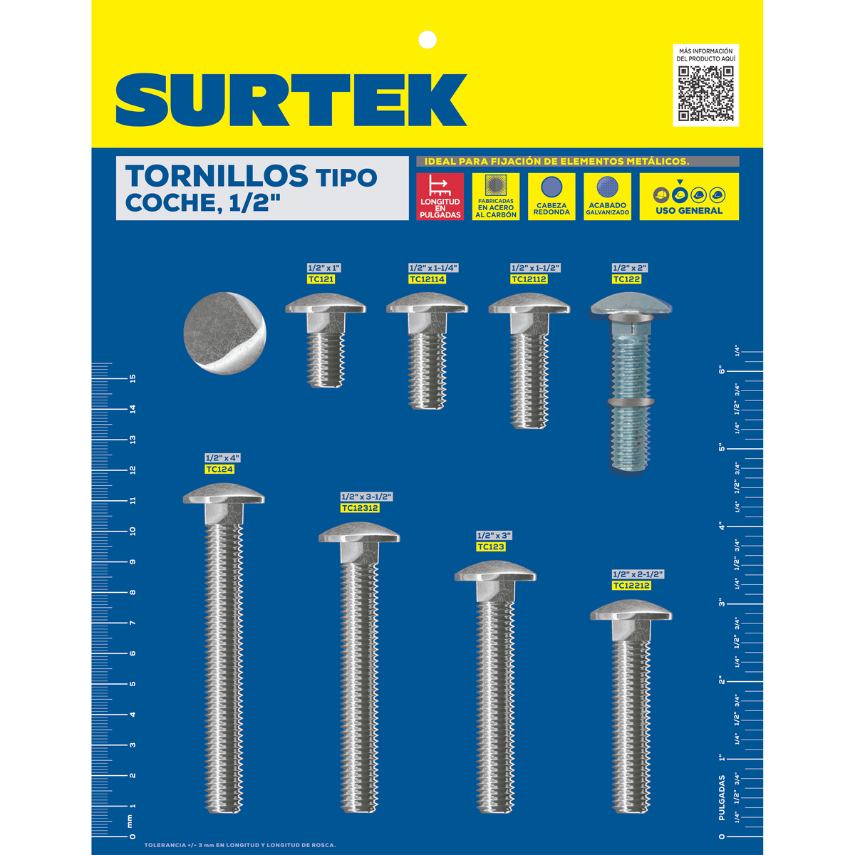 Muestrario de tornillos tipo c oche 1/2 in