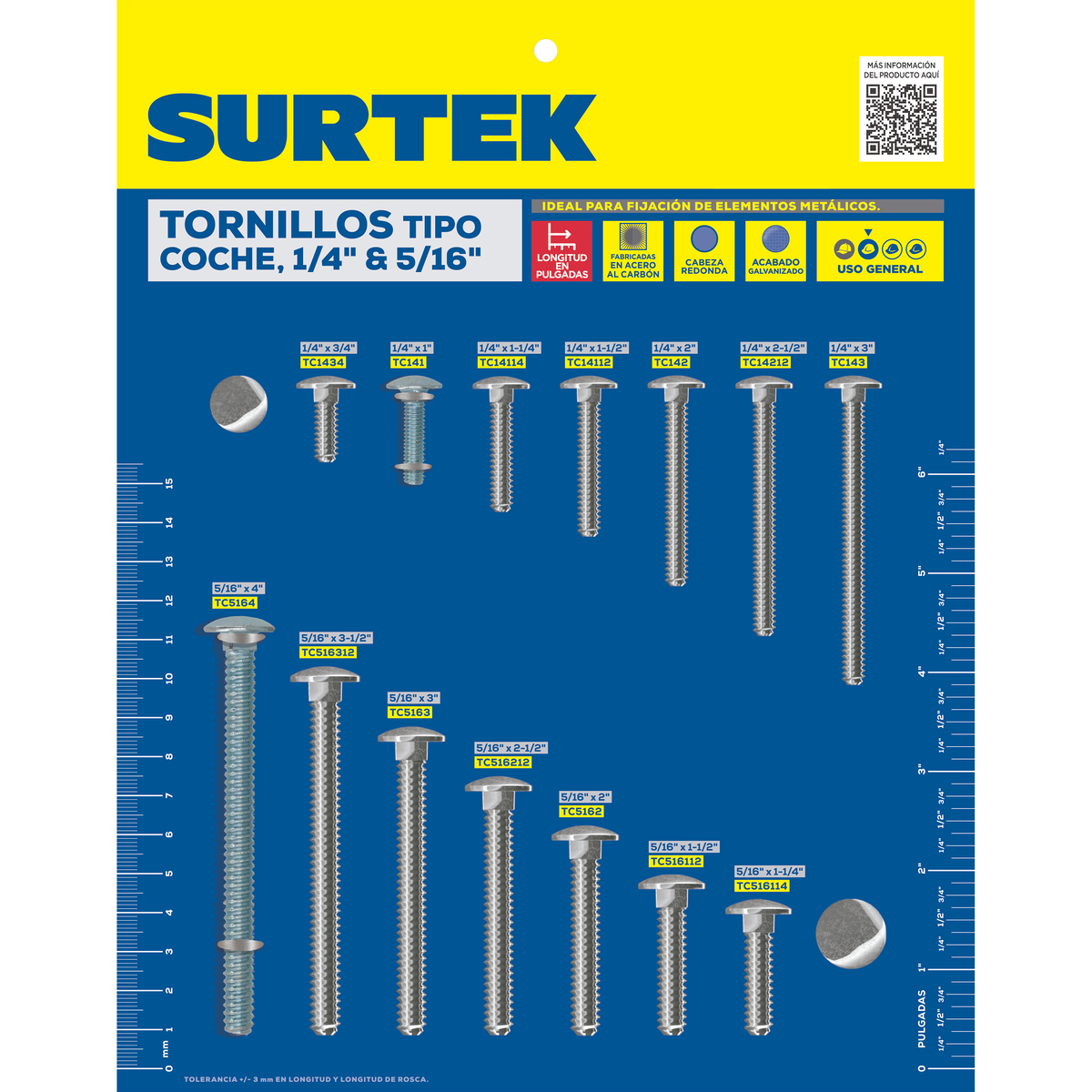 Muestrario de tornillos tipo c oche 1/4 in y 5/16 in