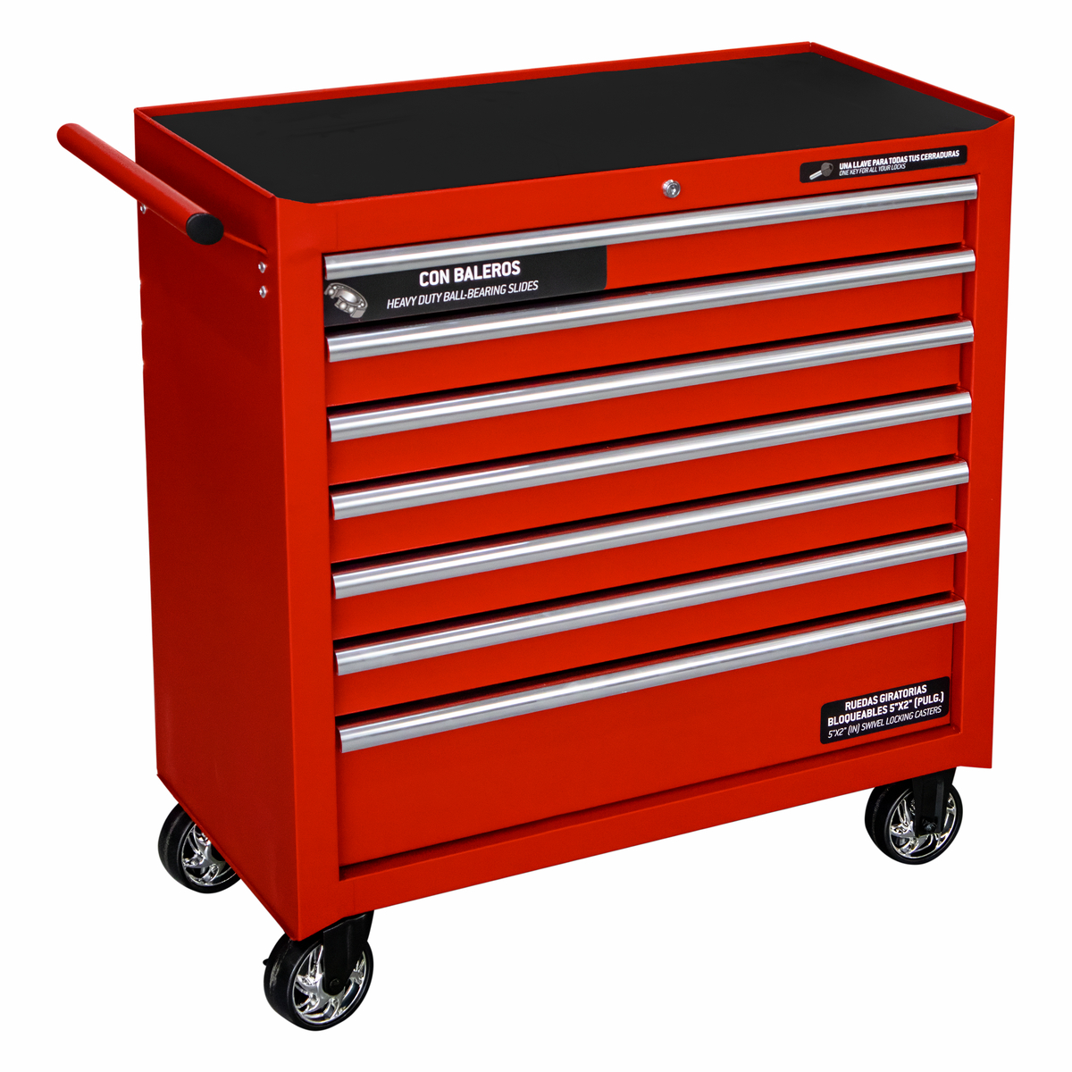 Gabinete móvil 7 gavetas color rojo serie P 36 in