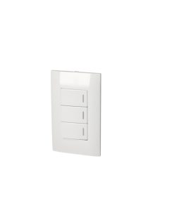 Placa con 3 interruptores sencillos  blanco Surtek