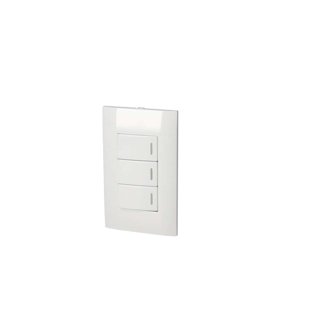 Placa con 3 interruptores sencillos blanco Surtek