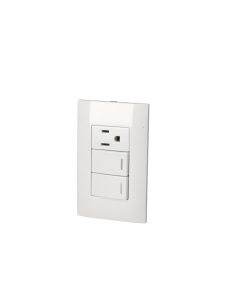 Placa 2 Switch 1 contacto 1/3, línea Americana, color blanco
