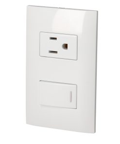 Placa 1 Switch 1 contacto 1/3, línea Americana, color blanco