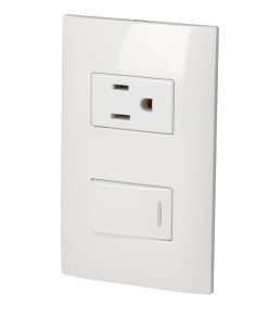 Placa 1 Switch 1 contacto 1/3, línea Americana, color plata