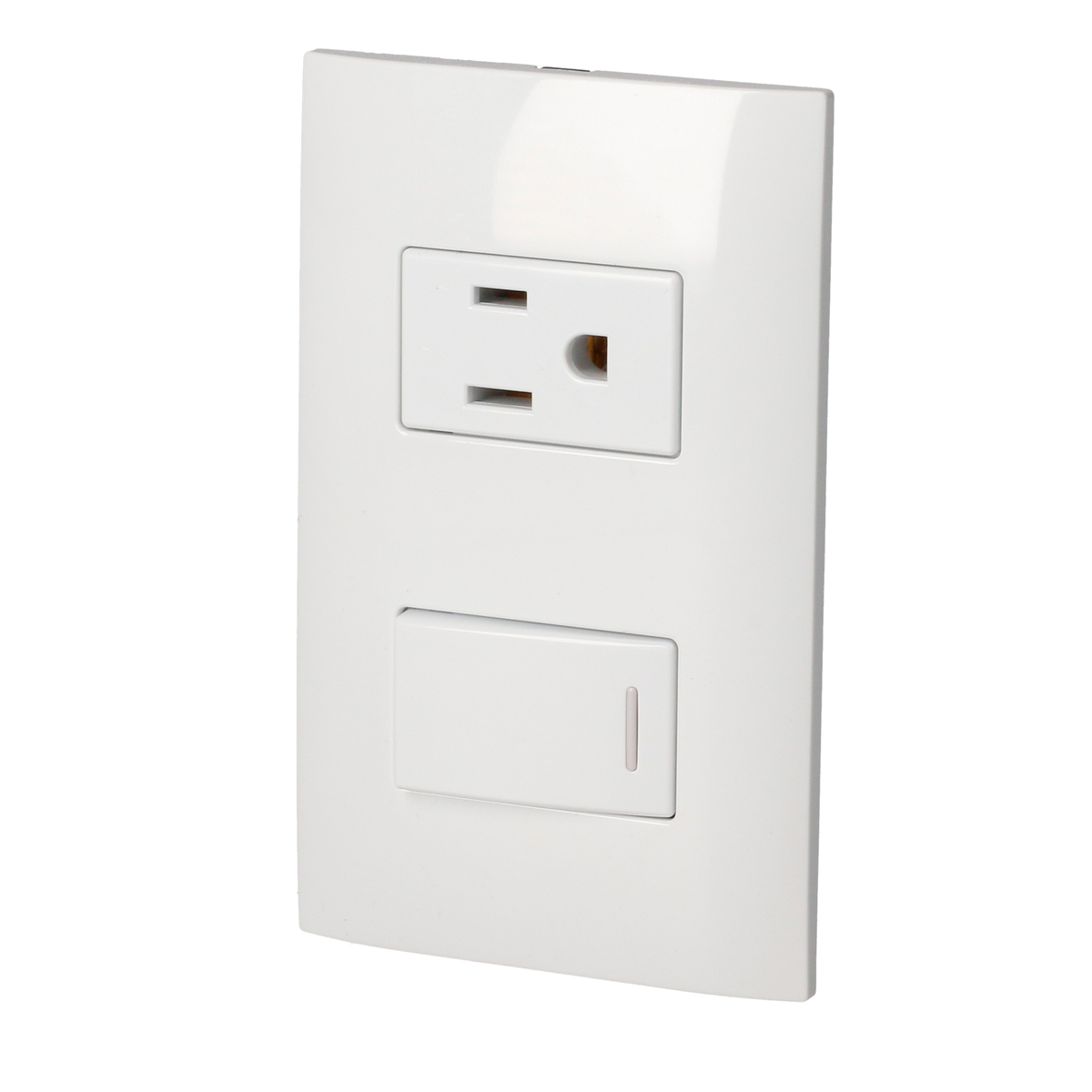 Placa 1 Switch 1 contacto 1/3, línea Americana, color plata