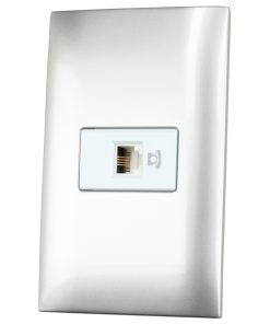 Placa 1 toma para teléfono 1/3 , línea Americana, color plata