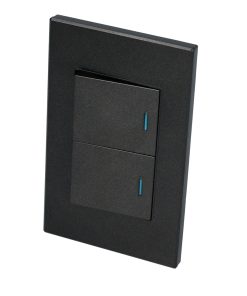 Placa con 2 apagadores negro 1/2 Surtek.