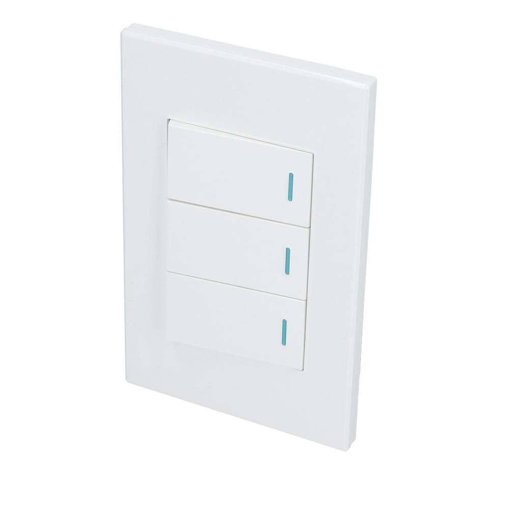 Placa con 3 apagadores blanco 1/3 Surtek.