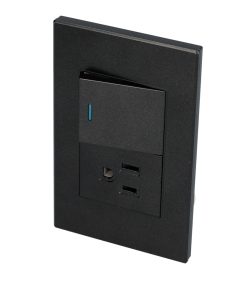 Placa con 1 apagador y 1 contacto negro 1/3 Surtek.