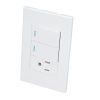 Placa con 2 apagadores 1 contacto blanco 1/3 Surtek.
