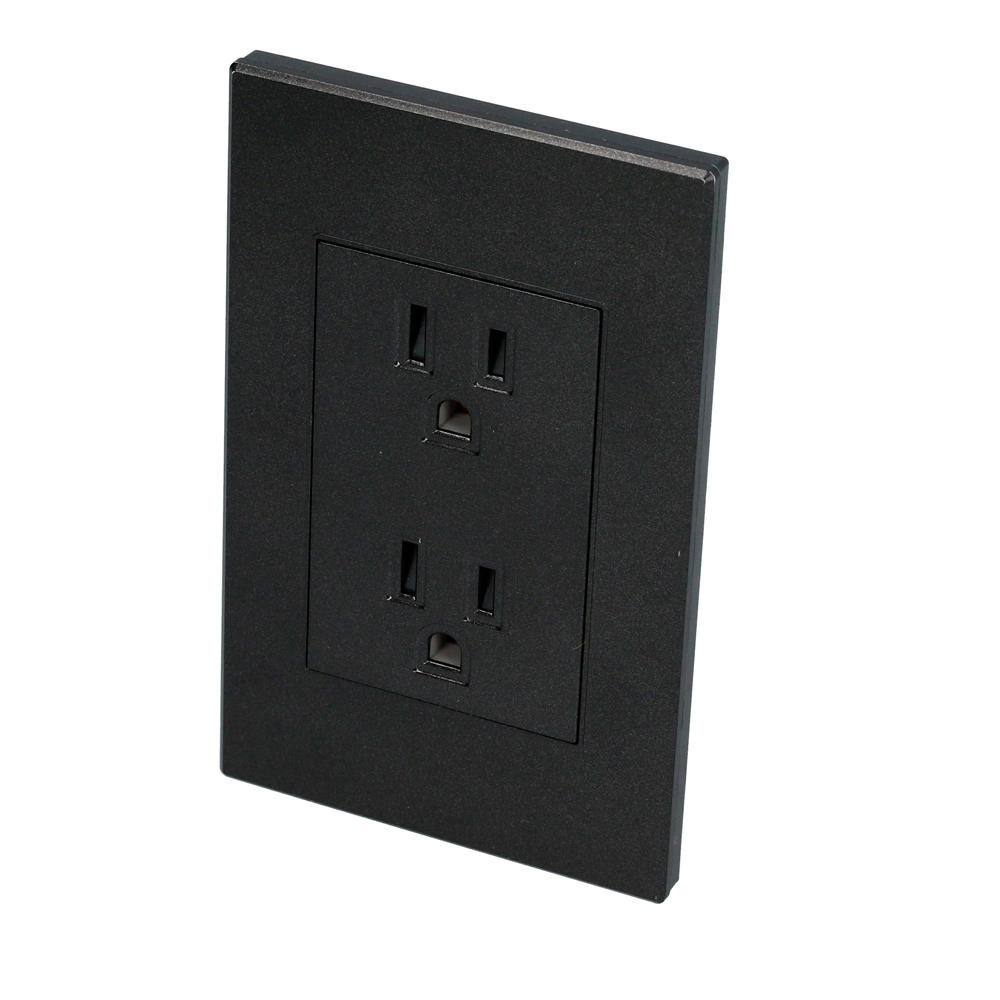 Placa con contacto dúplex negro 1/1 Surtek.