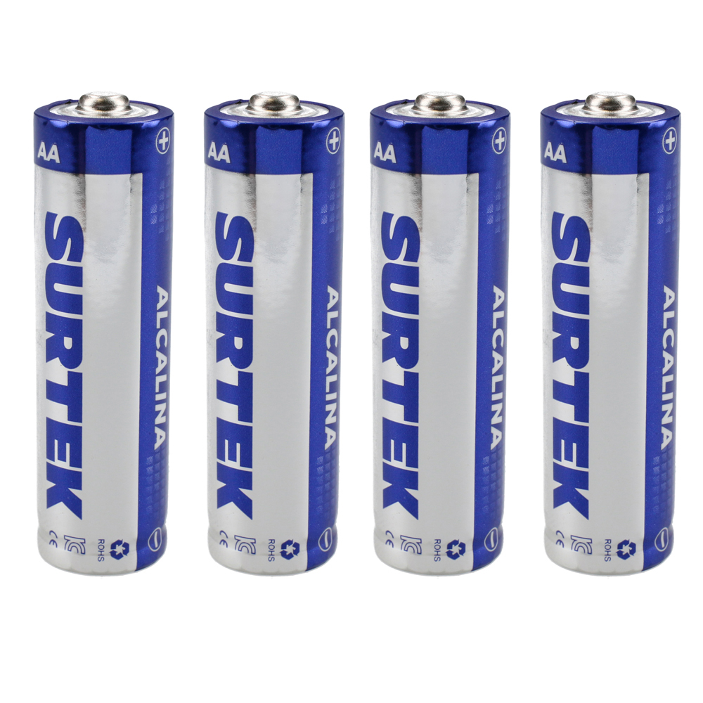 Pilas alcalinas AA blíster con 4 piezas Surtek.
