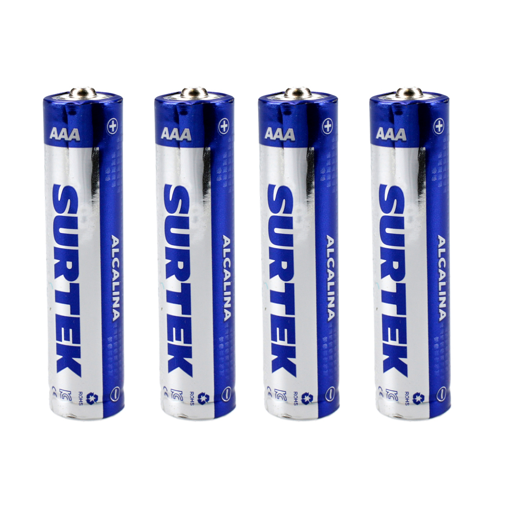 Pilas alcalinas AAA blíster con 4 piezas Surtek.