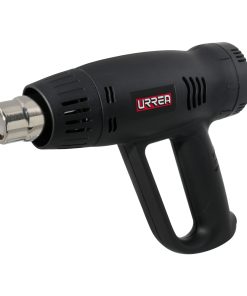 Pistola de calor de 127 V, frecuencia 60 Hz, con potencia de 1800 W, alcanza una temperatura de 600 °C y una mínima de 60 °C, tiene un flujo de aire de 300-500 L/min.  Urrea