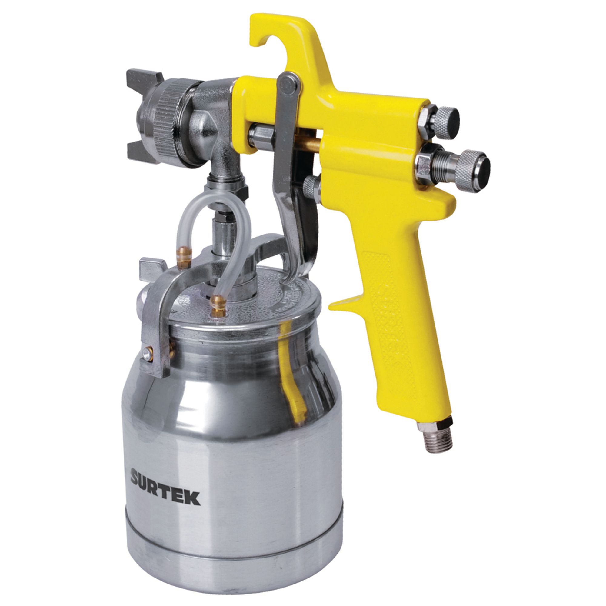 Pistola para pintar de alta presión con una presión de trabajo de 90 psi, capacidad de vaso de 1 L, consumo de aire de 1.6 - 4 scfm, entrada de aire de 1/4 in NPT Surtek