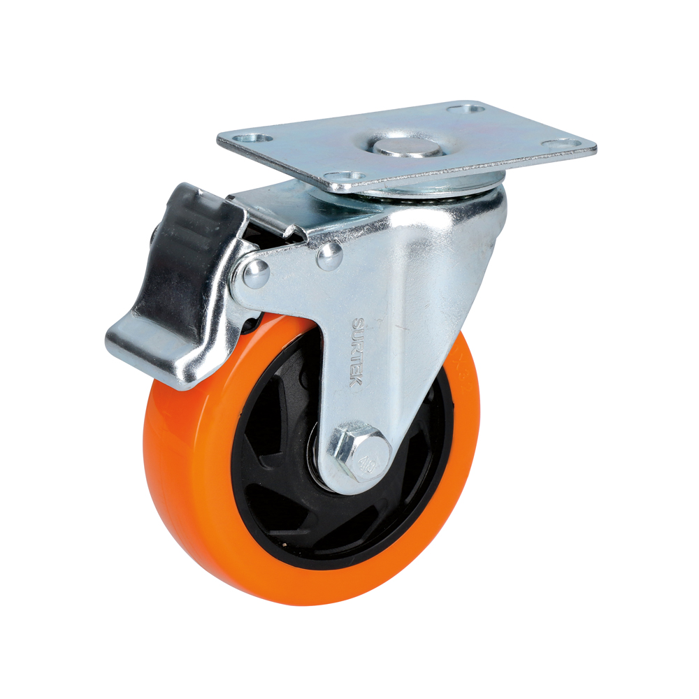 Rodaja de PVC giratoria con freno de 4 in Surtek