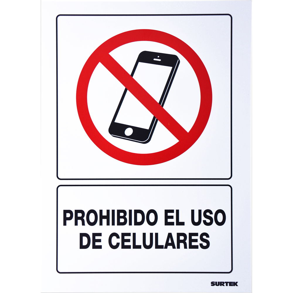 Señal inProhibido el uso de celulares in Surtek